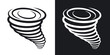 Vector tornado icon. Two-tone version on black and white background