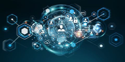 Canvas Print - social network interface 3d rendering