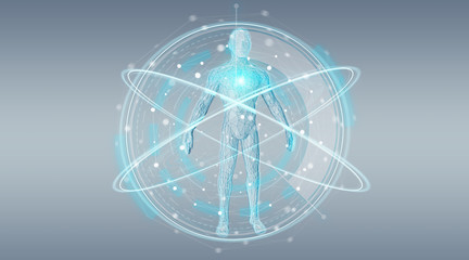 Aufkleber - Digital x-ray human body scan background interface 3D rendering