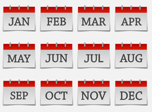  Calendar Month Set  Icon On Grey Color