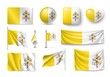 Set Vatican flags, banners, banners, symbols, flat icon. Vector illustration of collection of national symbols on various objects and state signs