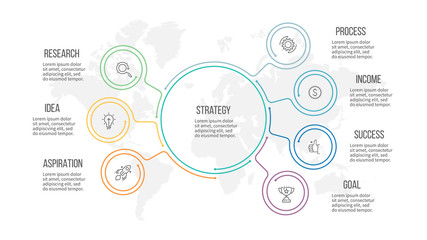 Wall Mural - Business infographic. Organization chart with 7 options. Vector template.