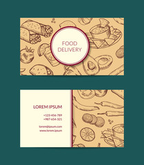 Sticker - Vector business card template for restaurant, shop or cafe