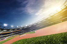 Empty Baseball Stadium 3d Render Panorama