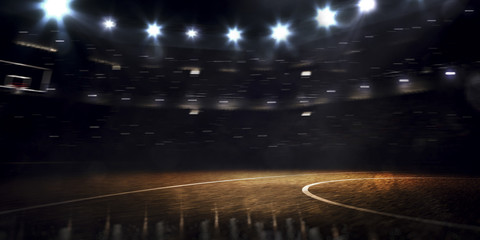 Wall Mural - Grand basketball arena in the dark 3drender