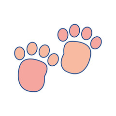 Canvas Print - line color human footprint with toes mark sign