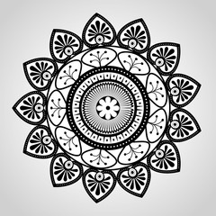 Wall Mural - mandala monochrome decoration icon vector illustration design