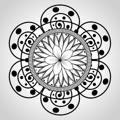 Wall Mural - mandala monochrome decoration icon vector illustration design