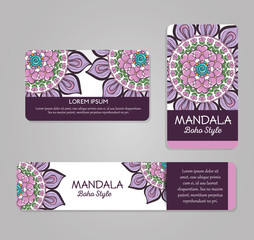 Sticker - mandala boho style flyers vector illustration design