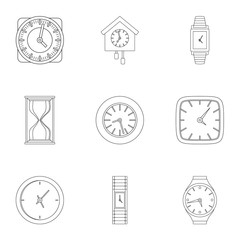 Canvas Print - Chronometer icons set. Outline set of 9 chronometer vector icons for web isolated on white background