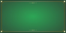 Green Rectangular Greeting Card. Green Background With Copy Space And Gold Decoration To The Edges. Vector Illustration.