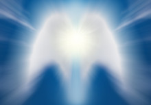 Beautiful Abstract Shape Of An Angel Drawing With Clouds On Blue Sky