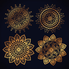 Wall Mural - boho style golden mandala set icons vector illustration design