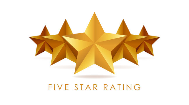 Wall Mural - Five golden rating star vector illustration in white background