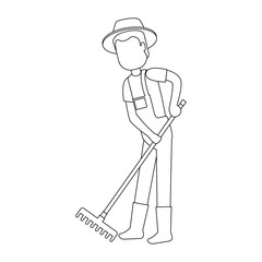 Canvas Print - man gardener with rake avatar character vector illustration design