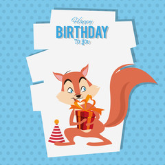 Poster - Happy birthday to you squirrel cartoon icon vector illustration graphic design