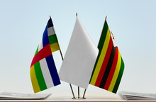 Flags Of Central African Republic And Zimbabwe With A White Flag In The Middle