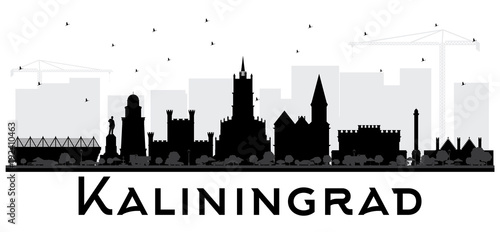 Fotografía Kaliningrad Russia City Skyline Silhouette with Black Buildings.