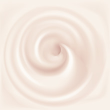 Swirl Creamy Texture. Beige Twisted Background. Applicable For Dairy Or Cosmetic Products Ads Or Packaging Design. Vector Illustration.