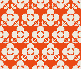 Fototapete - seamless retro pattern with flowers and leaves