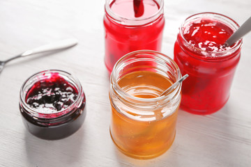 Sticker - Jars with sweet jams on table