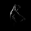 © Acronym - Black and white silhouette of male ballet dancer.