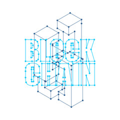 Wall Mural - Blockchain network isolated. Cyber concept matrix. Block chain vector illustration