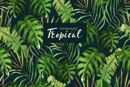 Tropical background for wedding, textile, fabric. Vector seamless pattern