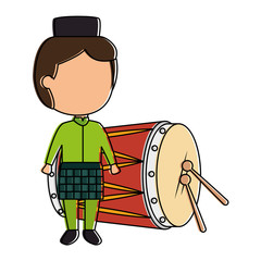 Wall Mural - muslim boy with hat and drum vector illustration design