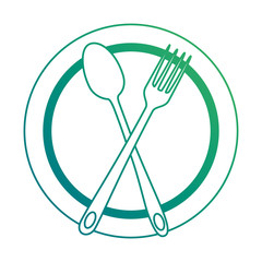 Wall Mural - dish with fork and spoon cutlery isolated icon vector illustration design