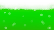 Green Beer Background For Saint Patricks Day With Bubble Foam. Cool Beverage For Restaurant Menu Design, Banners And Flyers. Realistic Backdrop With Green Beer For St. Patrick. Fresh Lager Cup