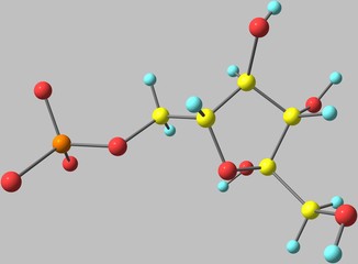 Poster - Fructose molecular structure on grey background