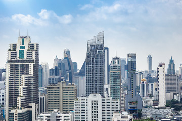  15 February, 2018: Blue sky and city buildings in Bangkok Thailand