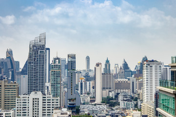  15 February, 2018: Blue sky and city buildings in Bangkok Thailand