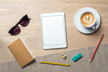 Wall Mural - Empty tablet with copy space as flat lay and template