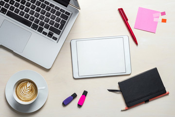 Wall Mural - Empty tablet with copy space as flat lay and template