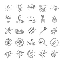 Pest Control Linear Icons Set