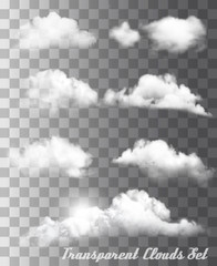 Aufkleber - Set of transparent different clouds. Vector.