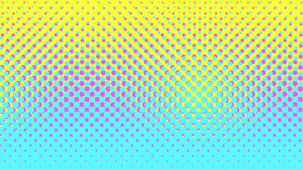 Halftone gradient pattern vertical vector illustration. Blue yellow pink dotted halftone texture. Pop Art blue yellow pink halftone glitch Background. Background of Art. Seamlessly Repeatable. AI10