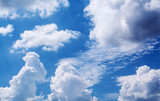 Fototapeta Niebo - White curly clouds in a blue sky. Sky background
