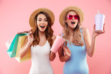 Wall Mural - Portrait of a two cherrful girls