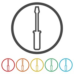 Screwdriver vector icon, 6 Colors Included