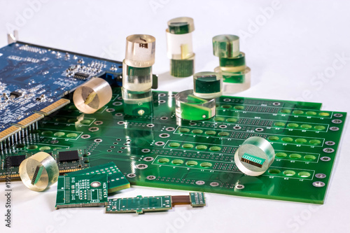 Fotografie, Obraz printed circuit boards and PCB samples in epoxy resin