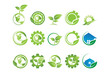 © haris - Collection of gear and leaf go green agriculture logo and icon template vector