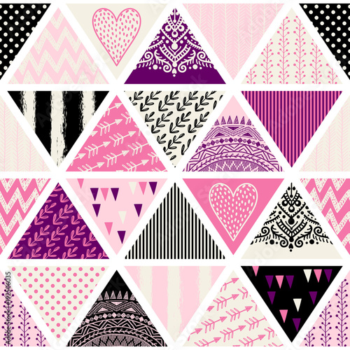 Fototapeta dla dzieci Seamless pattern, patchwork tiles. Can be used on packaging paper, fabric, background for different images, etc. Freehand drawing