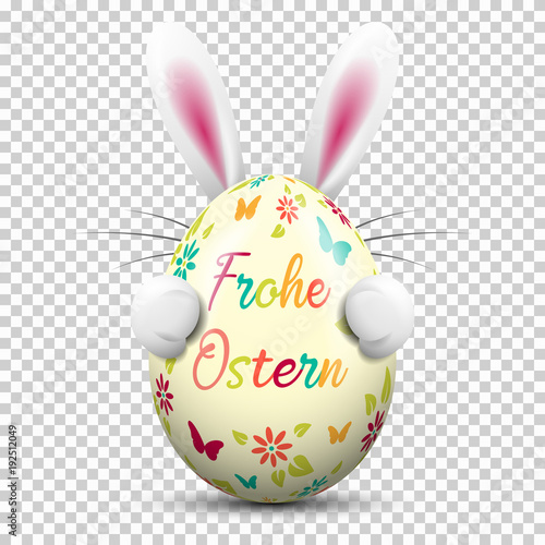 Frohe Ostern Osterhase mit Osterei isoliert Hintergrund transparent