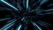 Abstract of warp or hyperspace motion in blue star trail. Exploding and expanding movement 3d illustration