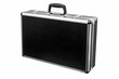 © solidmaks - Black padded aluminum briefcase case with metal corners isolated on white
