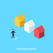 © dimon_ua - a man in a business suit sells housing, an isometric image