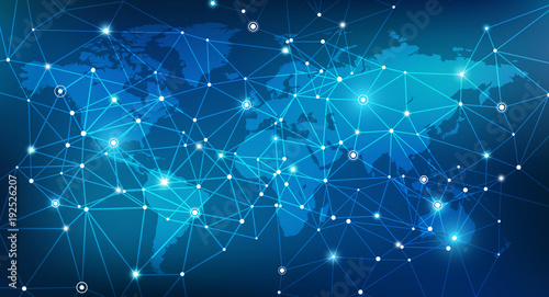 Fotografía Blockchain network / digitalization / global infrastructure concept design